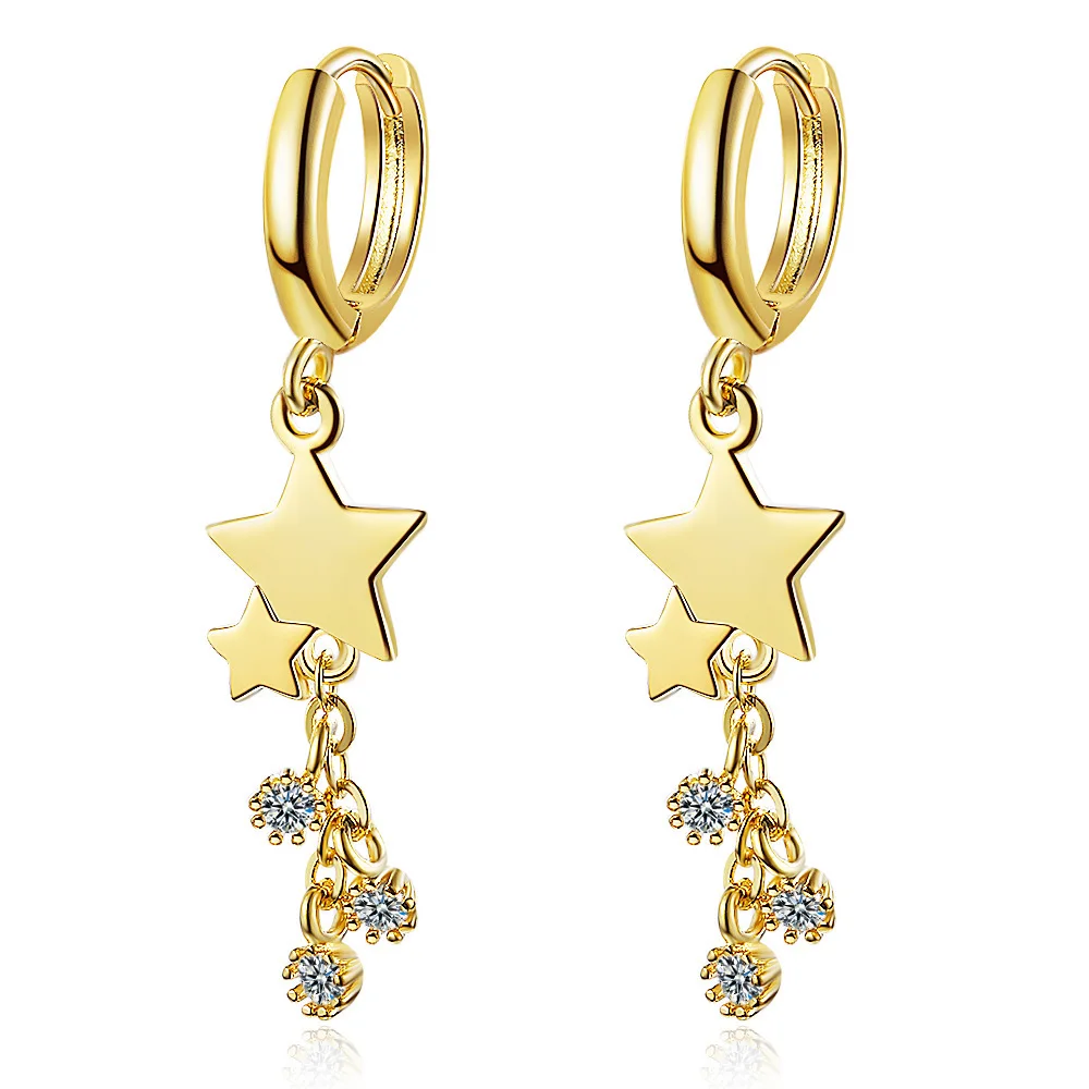 

New Woman Fashion Jewelry High Quality Crystal Zircon Simple Star Exaggerated Long Fringed Earrings