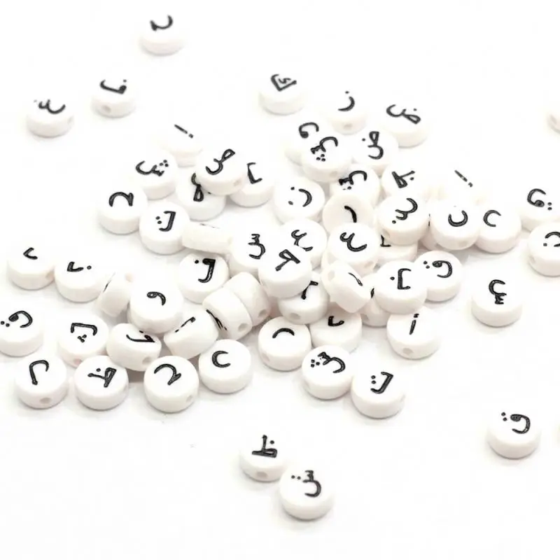 

Factory New Arrive White Alphabet Letter Beads Mixed Acrylic Coin Round Arabic Letter Beads Plastic White Round Name Beads