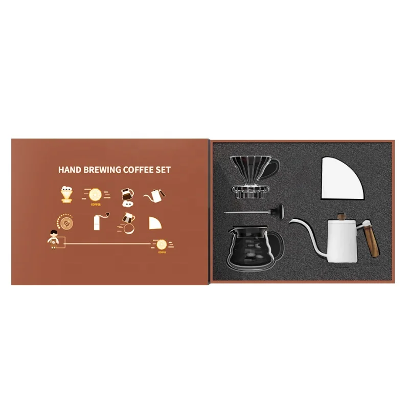 

NIBU New Home Customized V60 Pour Over Coffee Set Dripper Making Gift Boxes Kettle Gift Box Set Coffee Pot Coffee Tea Sets, Black
