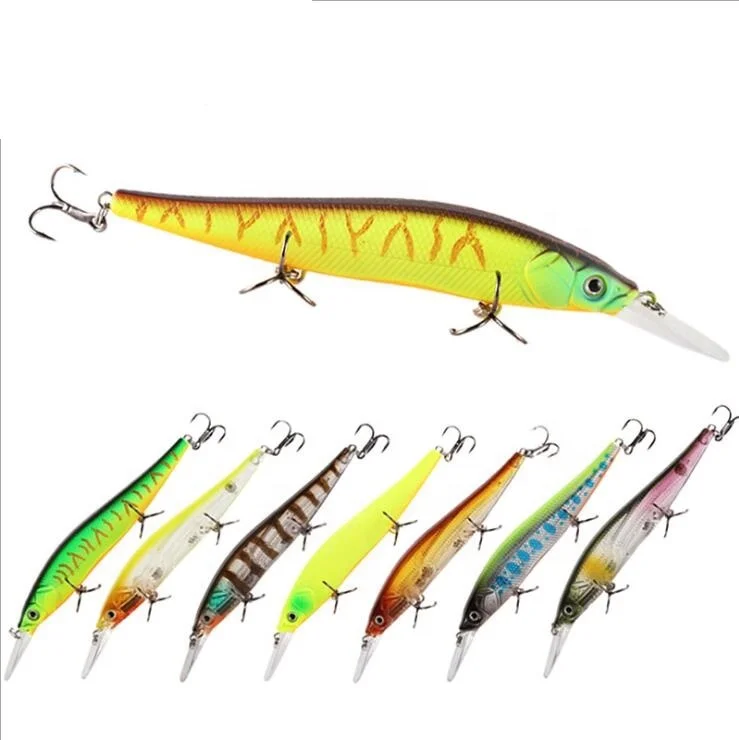 

High quality 11cm 15g artificial floating minnow fishing lures, 8colors