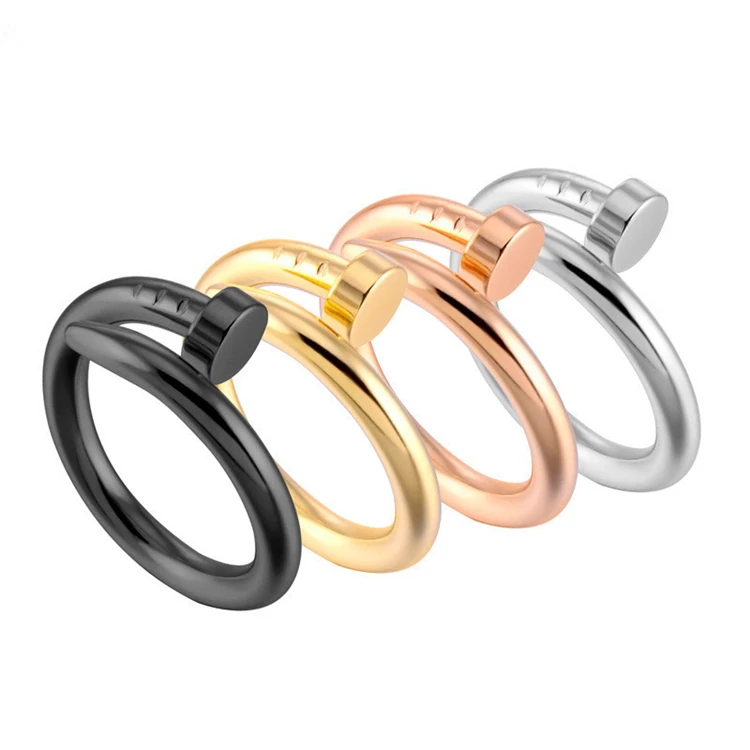 

316L Stainless Steel 18K Gold Plated Nail Rings For Men Women, Silver/gold/black/rose gold