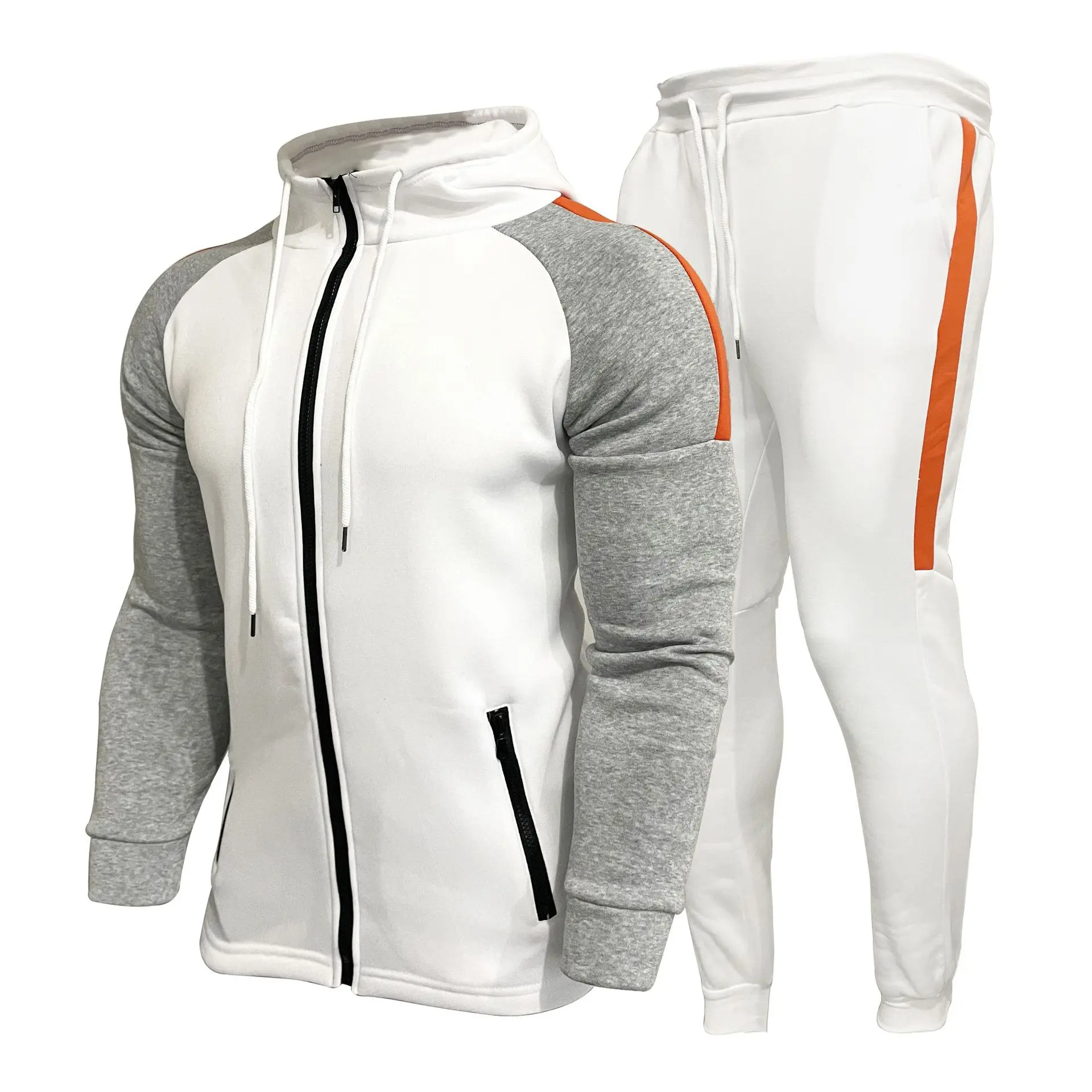 

High Quality Fashion Casual Design Sports Men Gym Training Wear Wholesale Zip Up Hoodie Set Tracksuits, Custom color