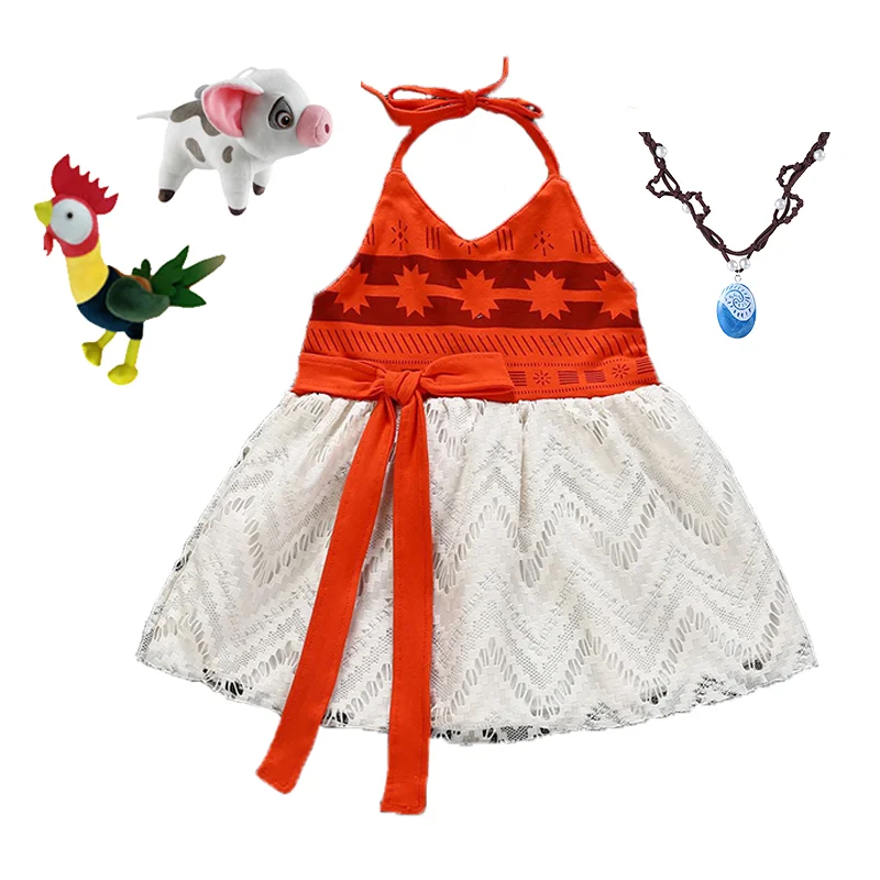 

irls Moana Cosplay Costume for Kids Vaiana Princess Dress Clothes for Halloween Costumes for girls baby Girl party dresses, Photo