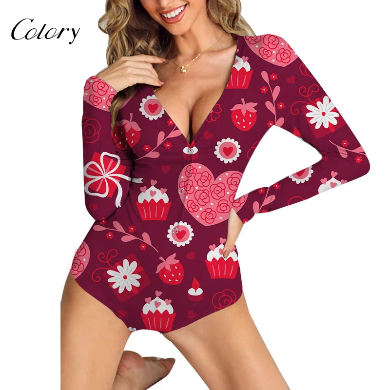 

Colory Pajamas For Winter Romper Women Long Sleeve Onesie, Picture shows