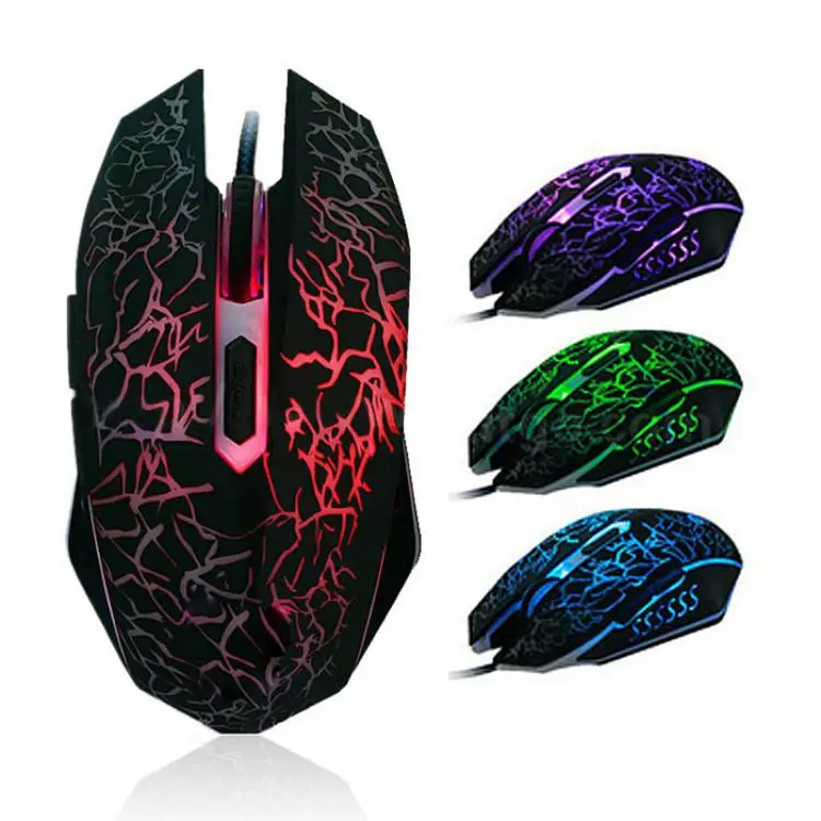 

OEM High Quality 1600 DPI USB Laptop Mause Colorful Wired Glowing Gaming Mouse With LED for Computer, Black