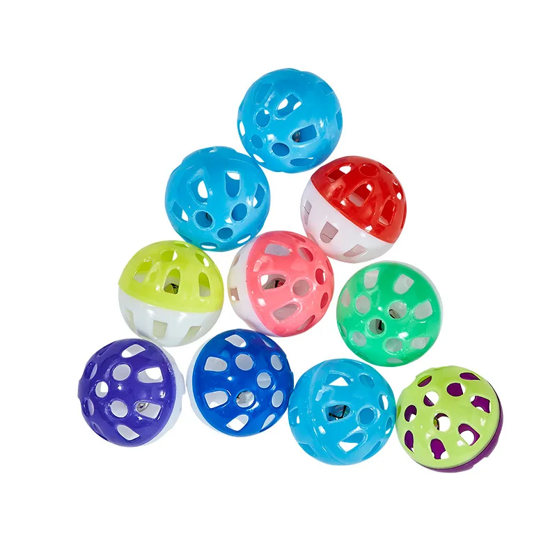 

Hollow plastic cat toy ball Two-color hollow cat toy Plastic two-color bell ball pet toy to relieve boredom
