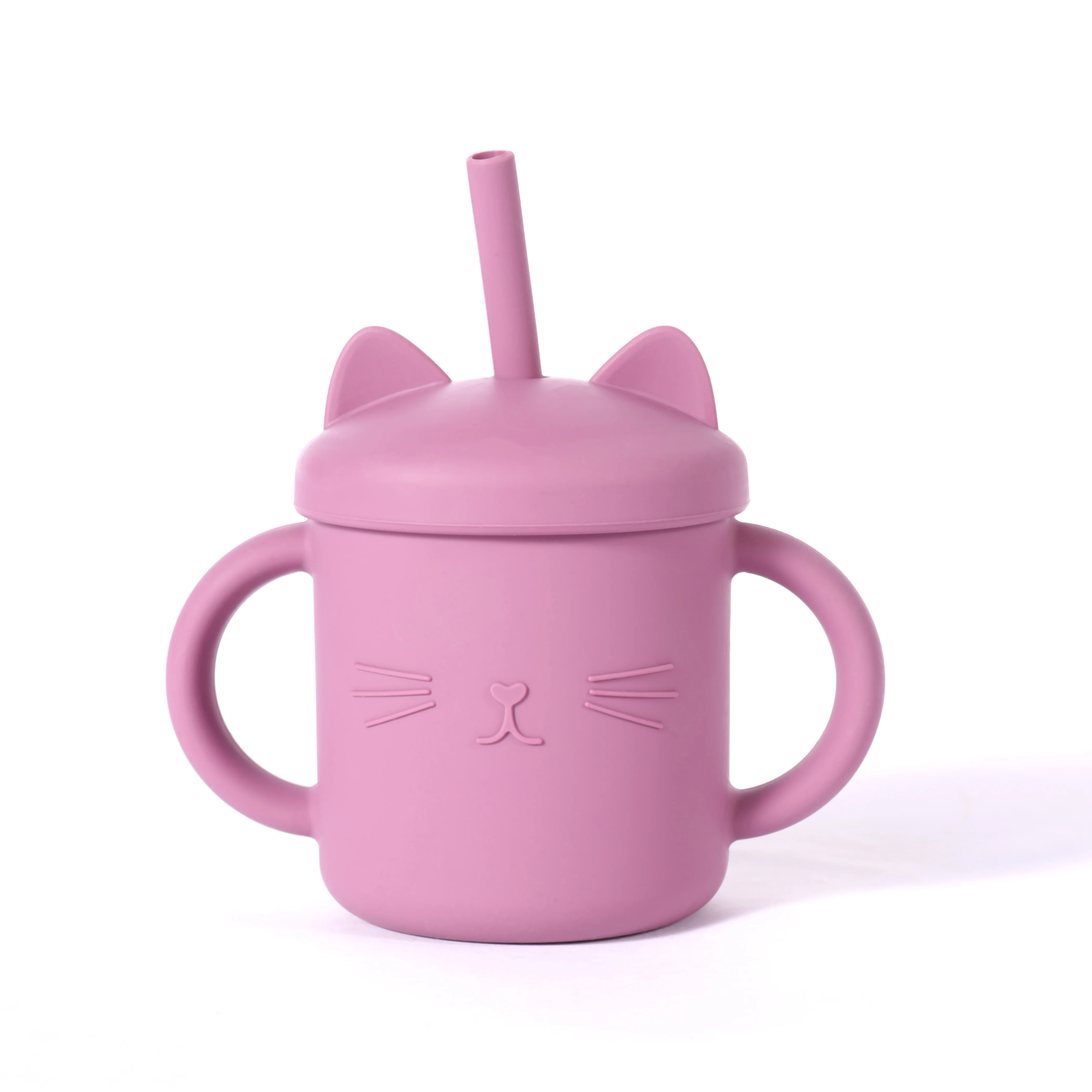 

Cat Face Silicone Training Cup for Infants, Toddler Learning Cup with Lid, Baby Open Cup, Customized