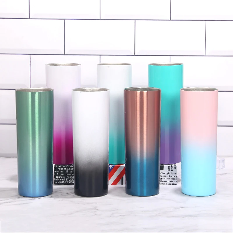 

Gradient 20 oz double walled coffee tumbler cups wholesale bulk 20oz vacuum insulated stainless steel tumbler with straw, Multi colors