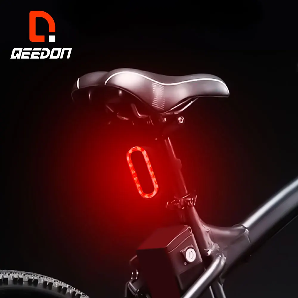 

Qeedon Bike Warning Rear Light luz bicicleta USB Charging bicycle Smart Sensor tail light bicycle light rechargeable, Black