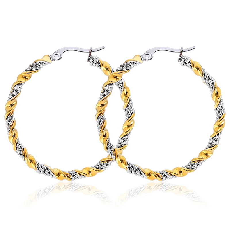 

2020 big hoop earrings Silver and gold torsion wire aretes stainless steel ladies fall earrings woman earrings