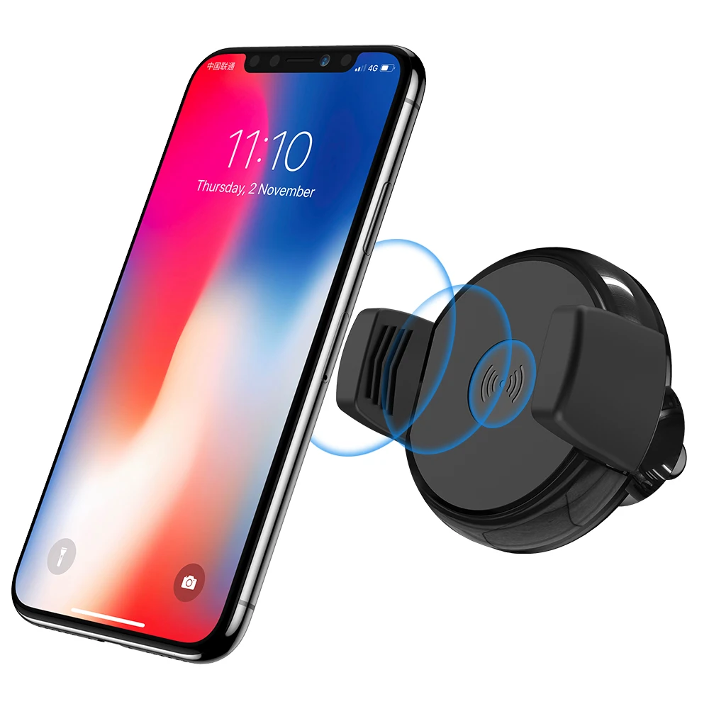 

Free Shipping 1 Sample OK FLOVEME 10w wireless charger car phone holder wireless charging car phone holder, Black