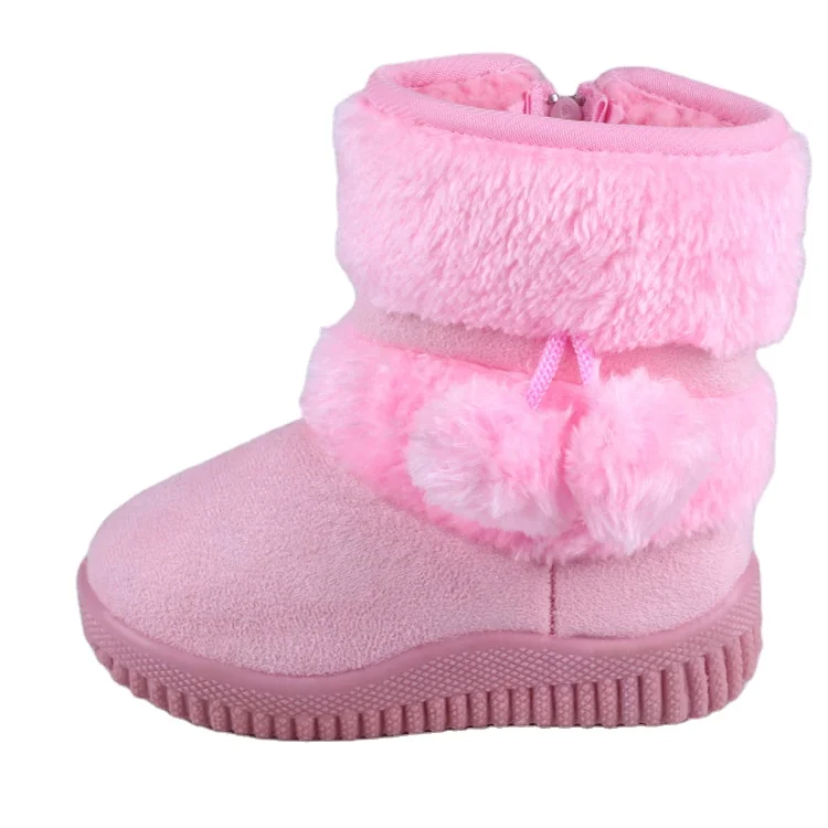 

DOGEEK Winter Girls ChildrenNon-slip Kids Thicker Fur Shoes Hairball Baby Cotton Snow Boots, Pink , black , blue, gray,purple,coffee