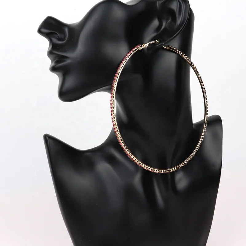 

Hot  Big Diamond Hoop Earrings Gold And Silver Plated colorized Earrings, Gold/silver
