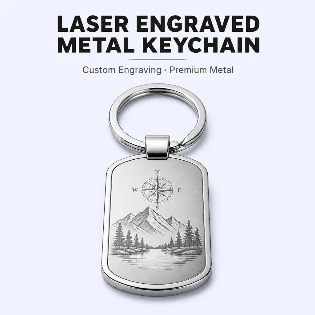 Custom Laser Engraved Metal Keychain &ndash; Hero View
