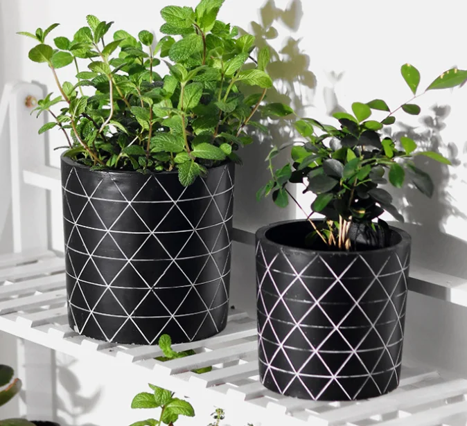 

Promotion modern garden planter cement flower pot, Black