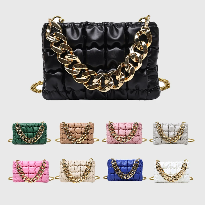

Luxury Designer Handbags Famous Brands Pu Leather Chain Hand Bag Ladies Quilted Leather Bag Purse Women Bags, 9 colors available
