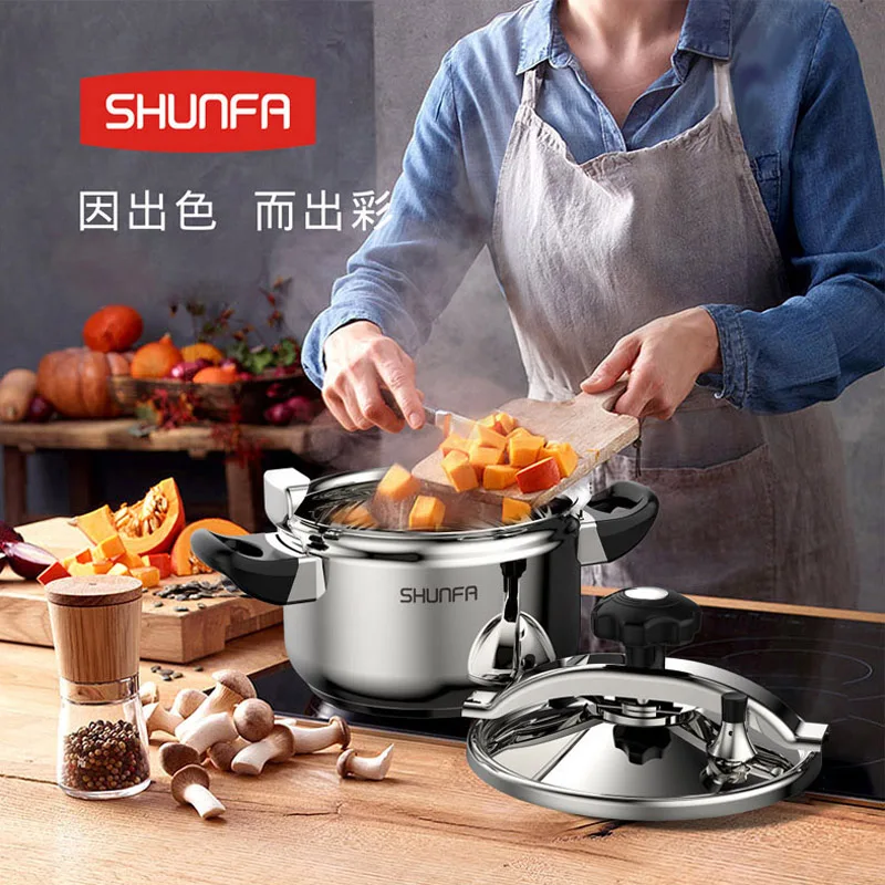 
stainless steel Explosion-proof commercial induction pressure cooker fashion middle pressure cooker 