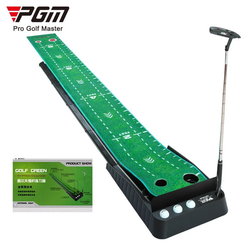 

PGM Black Plastic Frame Indoor Golf Putting Mat With Ball Return Rail-Carpet