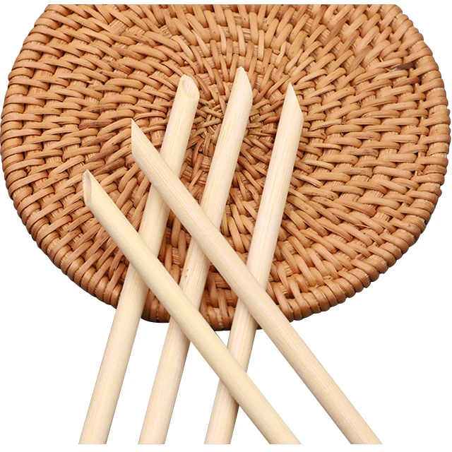 

Wholesale 20cm length sharp flat natural bamboo disposable biodegradable drink straws, Natural bamboo color