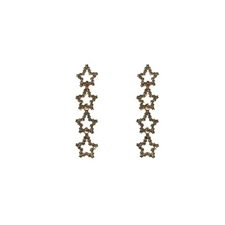 

ADELANTE Wholesale Korean East Gate Star Shaped Temperament Tassel Earrings, Gold, gold gray