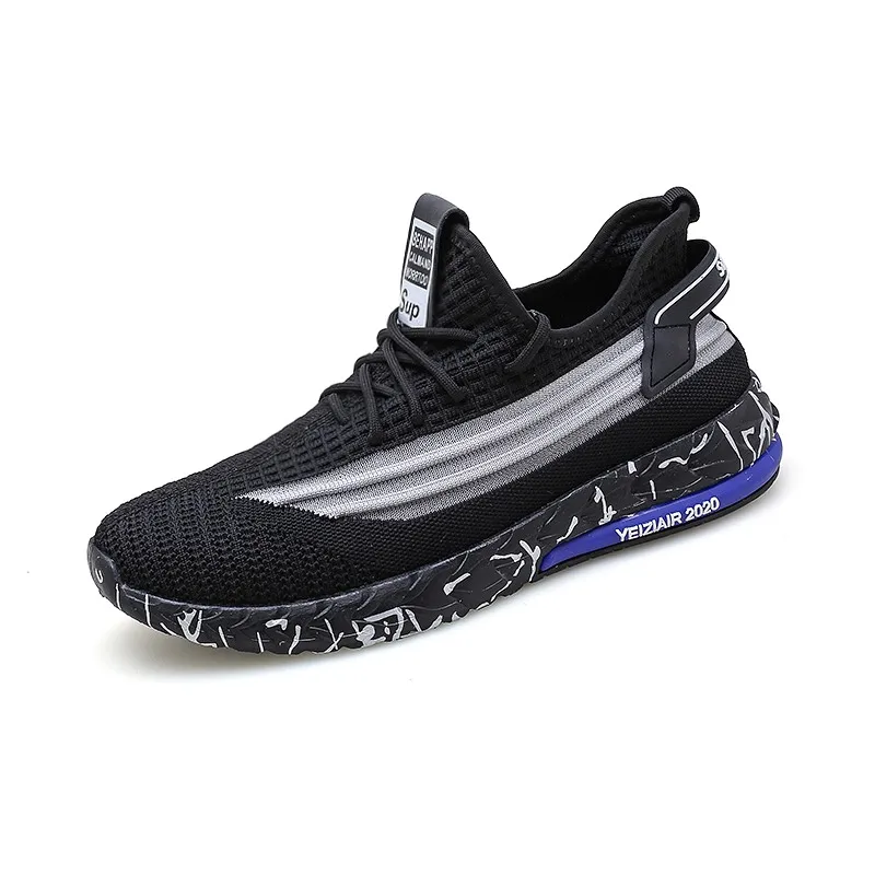 

men's casual shoes New Arrival Fashion Men knitted Athletic Casual Sports Shoes, Grey/black