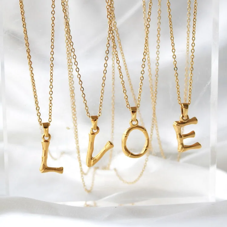 

Hot Sale Stainless Steel Necklace Jewelry 18k Gold Plated Alphabet Letter Initial Necklaces for Women, Gold color