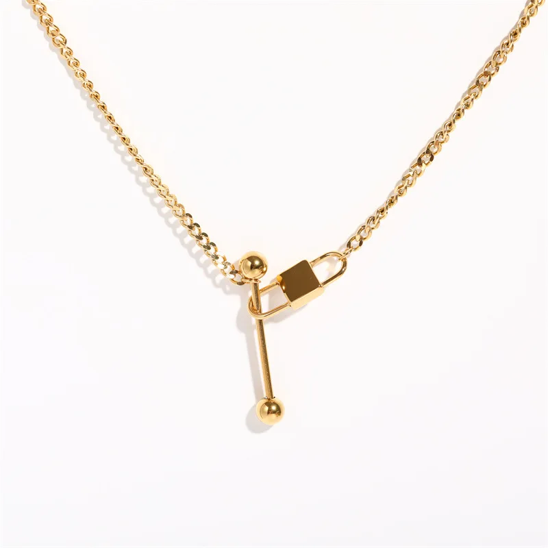 

tarnish free gold necklace with lock 18k gold plated stainless steel chain necklace bracelet jewelry