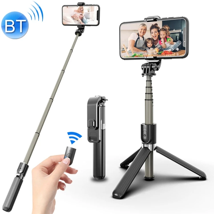 

Dropship dropshipping no minimum order 2 in 1 Aluminum Alloy Foldable BT wireless remote control Tripod Selfie Stick