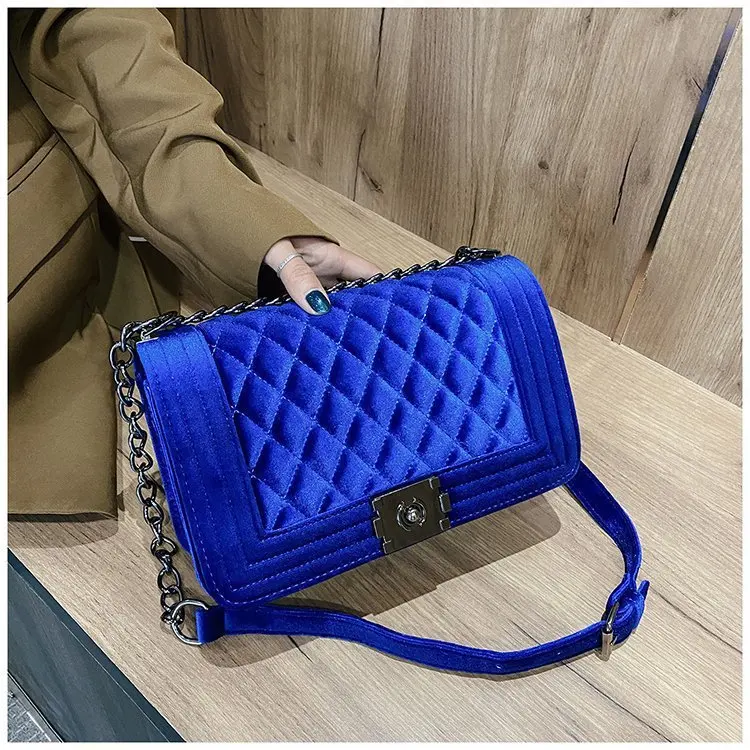 

GW jelly purses Wholesale hot selling fashion velvet Quilted women's handbag chain women's hand bag dropshipping, Customizable color