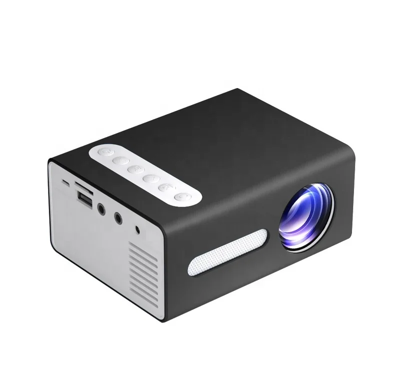 

2021 Newest T300 Digital LED Mini Projector 320*240p Support 3D 1080P Cheap Mini Home Beamer Black