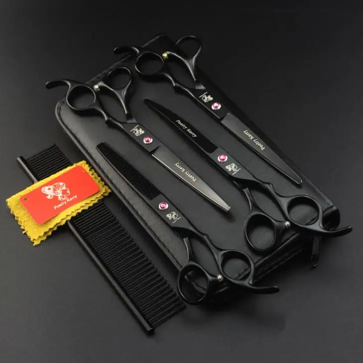 

Free shipping Hot Sales Dog And Cat 4 pcs Professional Cutting Pet Grooming Scissors kit, Black