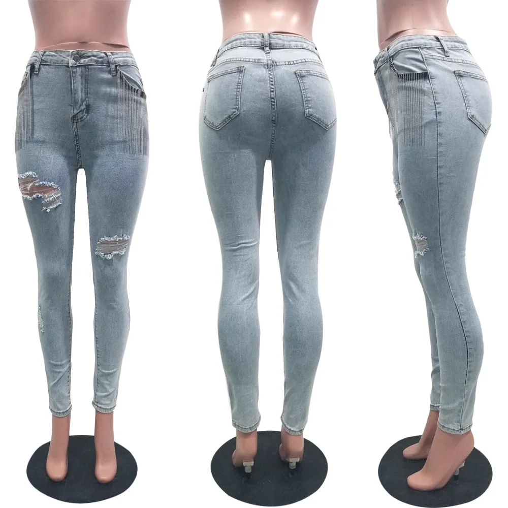 jeans with chain in bottom