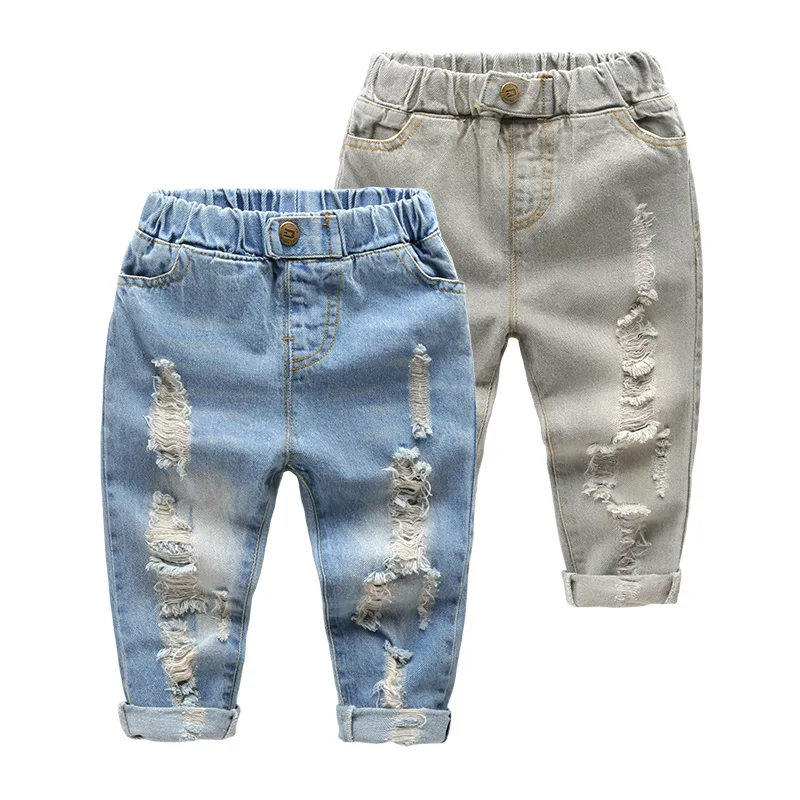 

Boys jeans trousers retro old spring and summer casual jeans solid color simple children's clothing