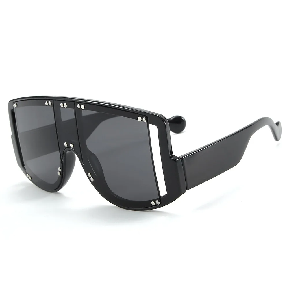 

Personality big rivet color sunglasses fashion trend punk one-piece sunglasses