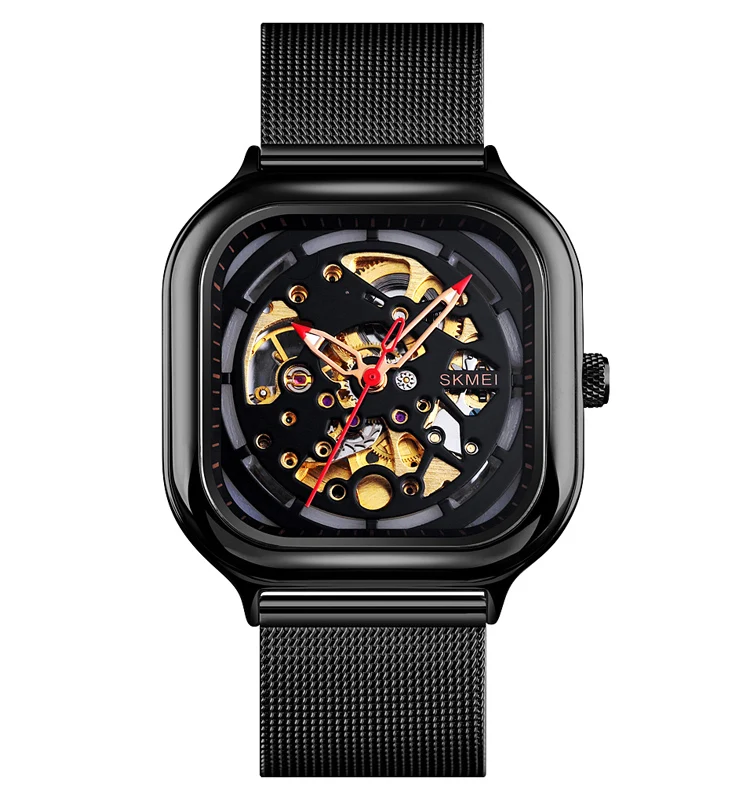 

skmei 9184 most popular design black mens skeleton automatic mechanical watch