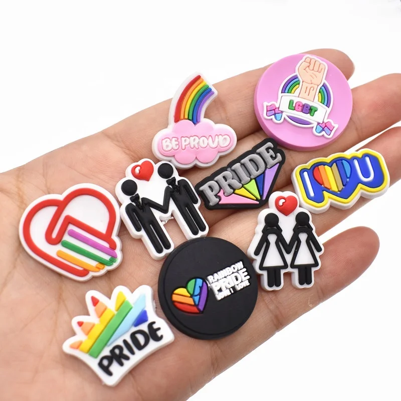 

LGBT collection shoe charms for adults croc shoe bracelets rubber decorations, As picture