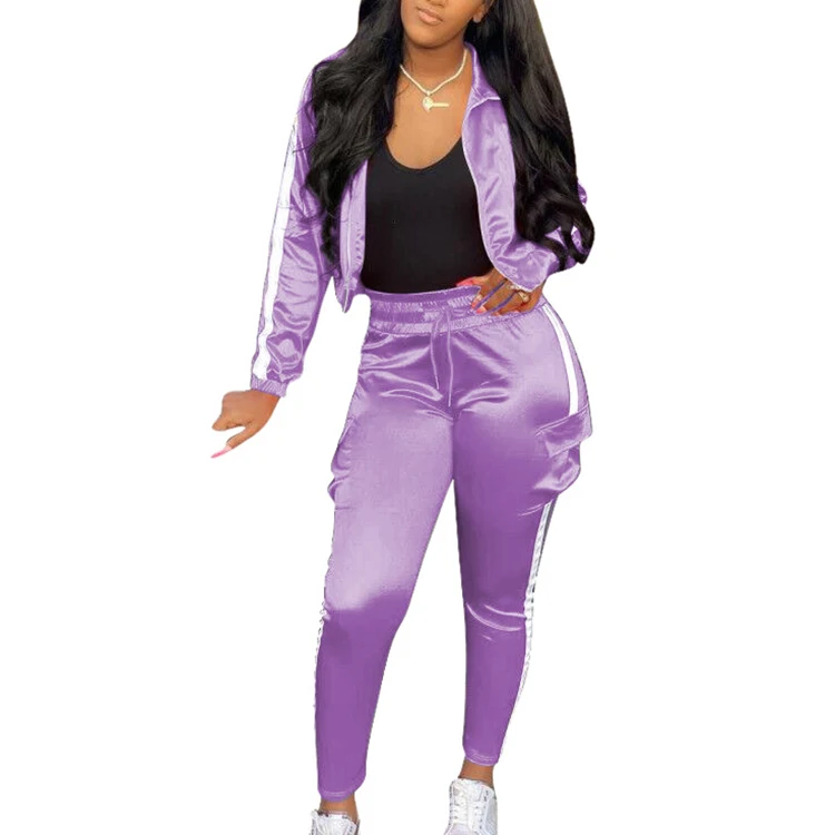 
Jogging suit two piece set womens sports reflective tracksuit 