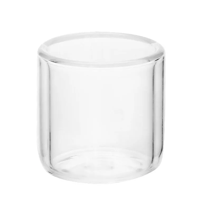 

Round double layer transparent high borosilicate glass wine tea water cup