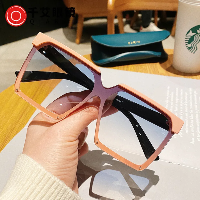 

QA8192 New creative glasses oversize square frame hipster sunglasses women 2021