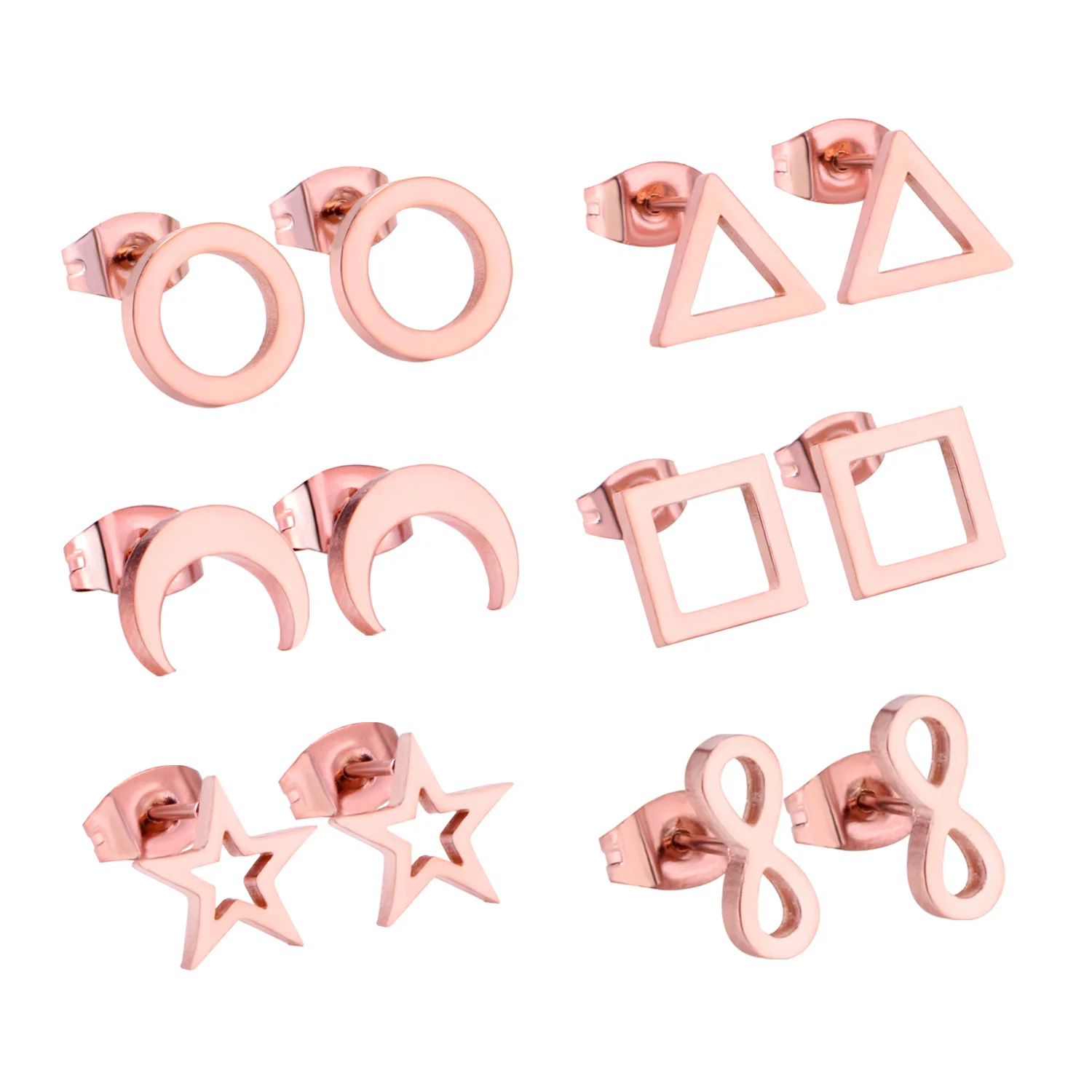 

Stainless Steel 2021 Multiple Combination Earrings Set Custom Personalized Shape Stud Earrings Women Jewelry