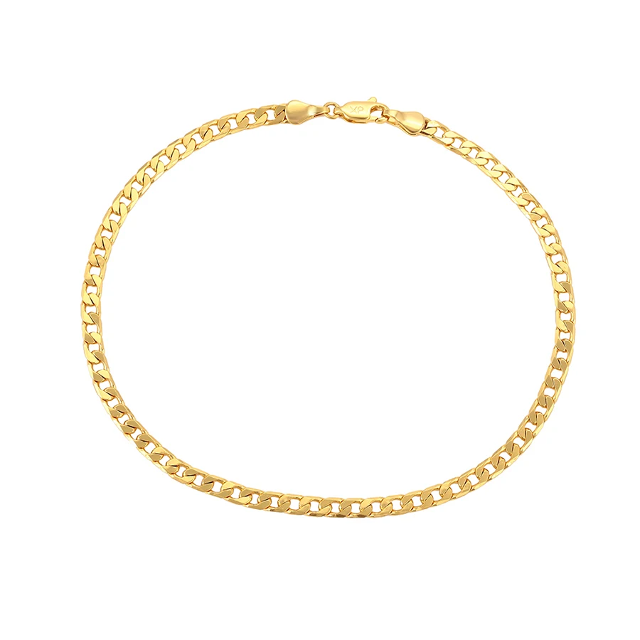 

76820 Xuping wholesale 24k gold color unisex mental jewelry flat chain bracelet