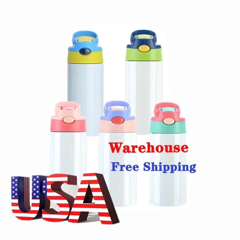 

Mazoho Ready to Ship Straight Skinny Sublimation Blank Tumblers Kids Baby Water Bottles with Flip Top, Customized color