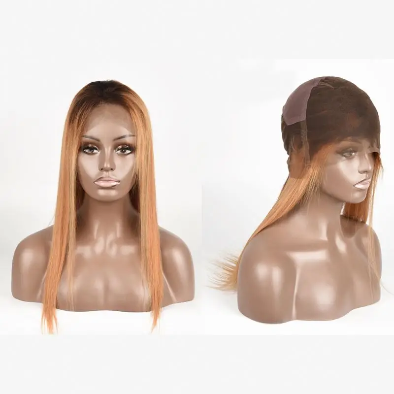 

Lace Full Straight Wigs Pure Human Hair Wigs Cheap 27# Human Hair Straight Wigs