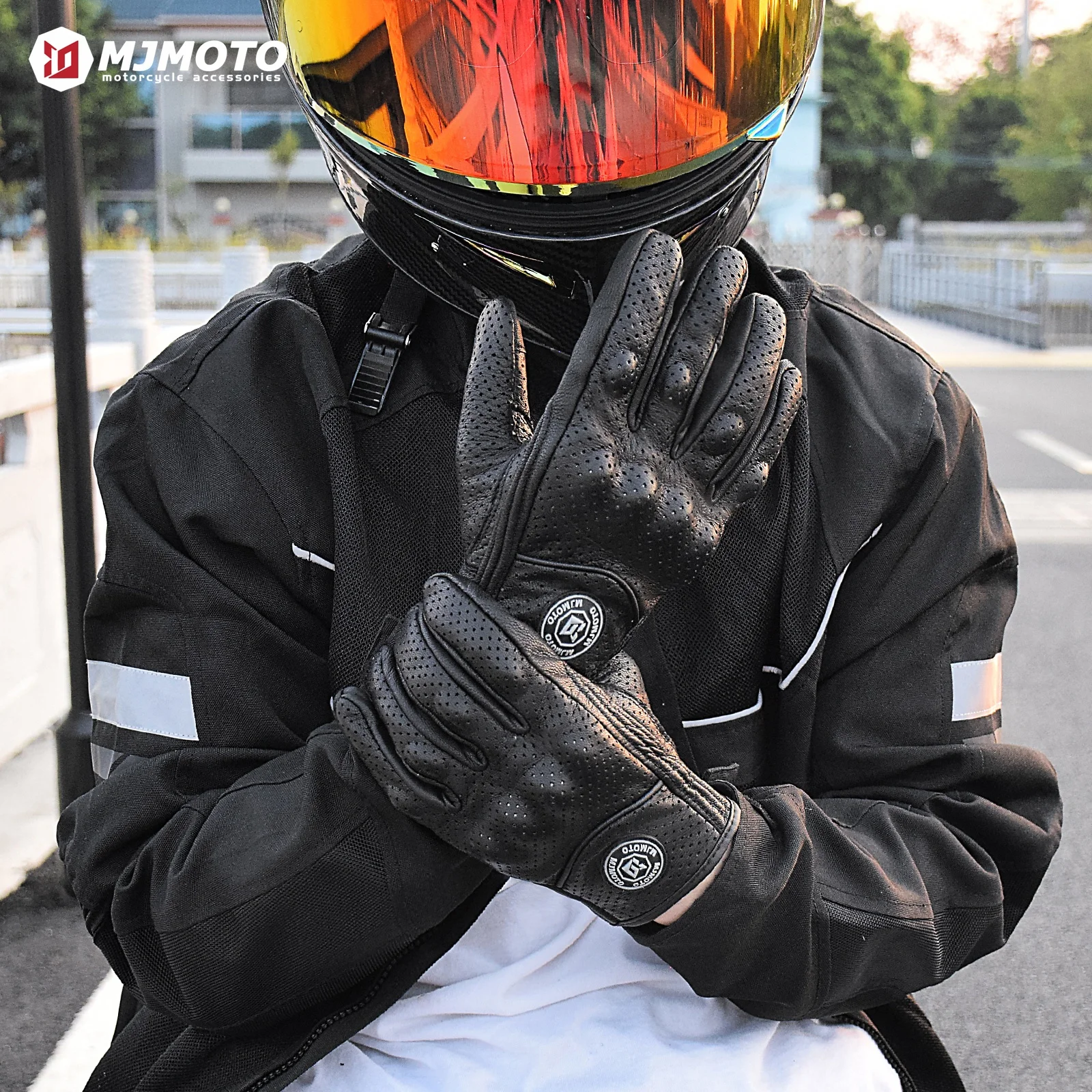 Genuine Leather Motorcycle Gloves Winter Motocross Gloves Men Summer Goatskin Motorbike Touch Screen Fist Joint Protect Guantes