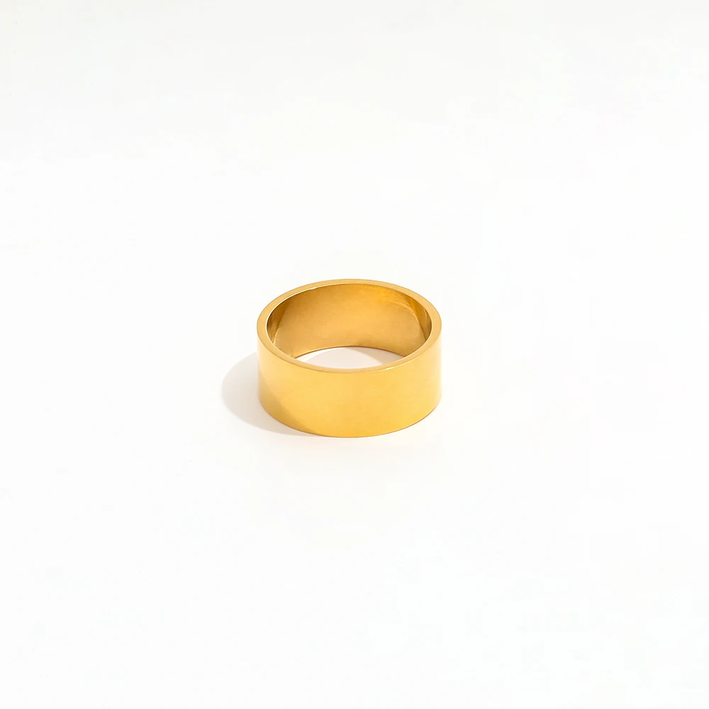 High End 18K PVD Gold Plated Brushed Band Rings Stainless Steel Women Rings Tarnish Free Jewelry