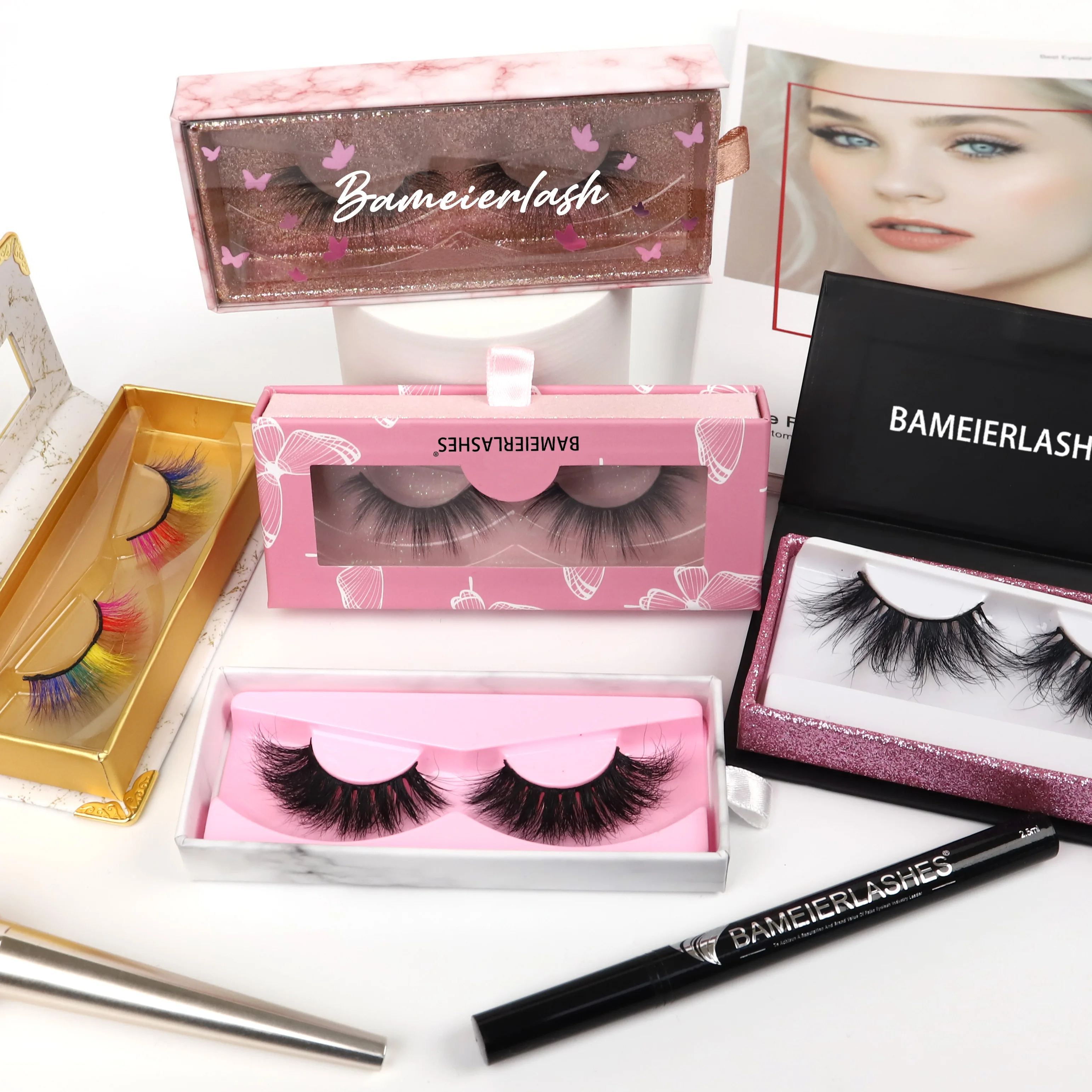 

Wholesale False Lashes Vendor Private Label Packaging Handmade Long Fluffy 25mm Eyelashes