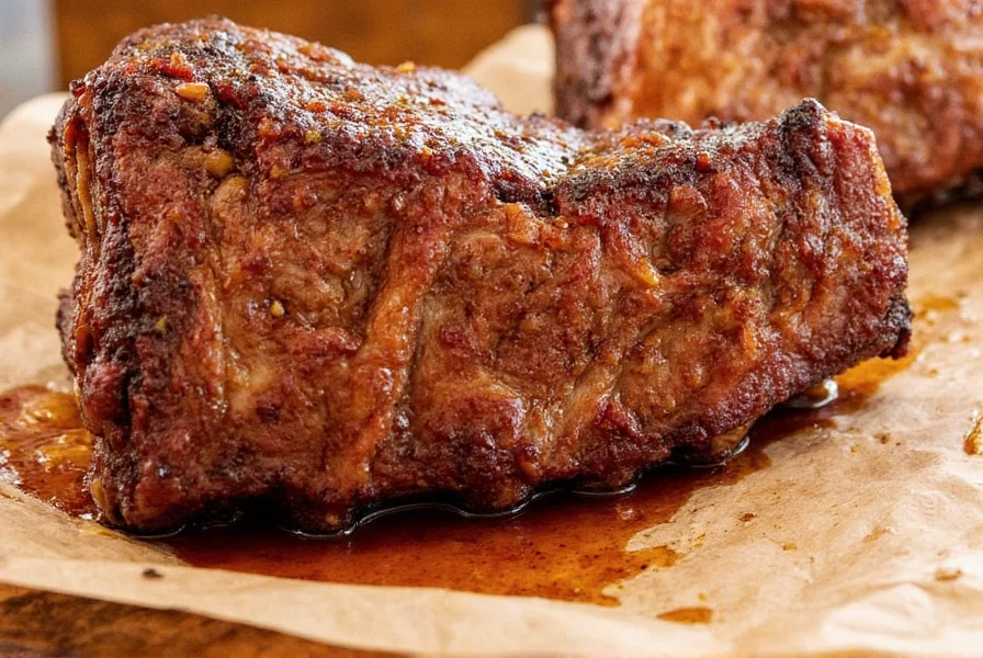 Beef spare ribs cut showing thick meat layers