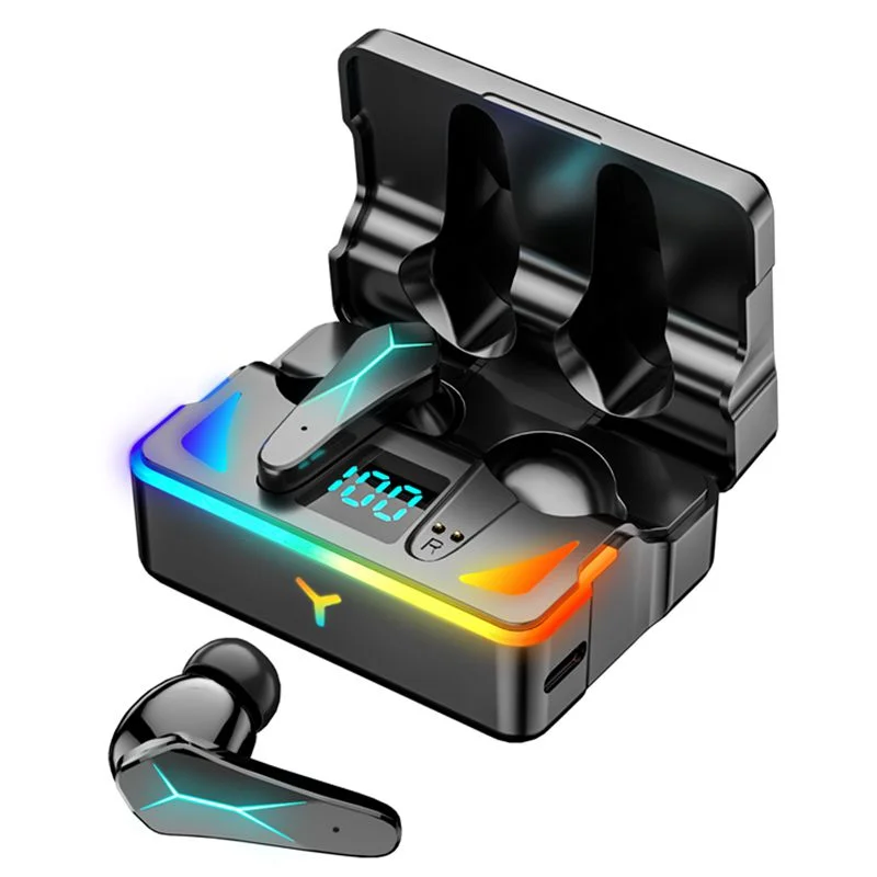 

2022 Newest VX7 Gaming Earphones Wireless Headset Noise Canceling for Phone HIFI Bass LED Display Power Bank, Black color