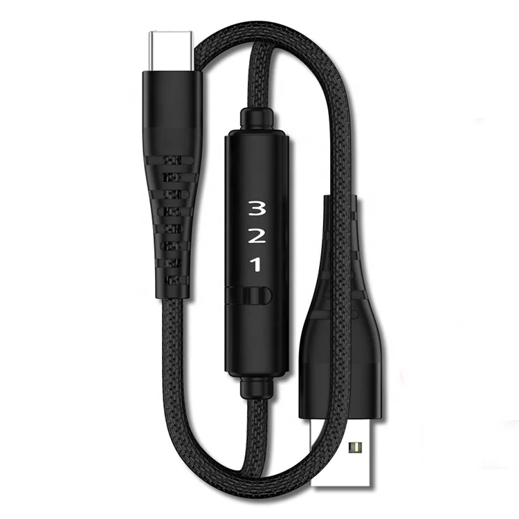 

Usb Charging Cable With Timer Switch, Black /blue