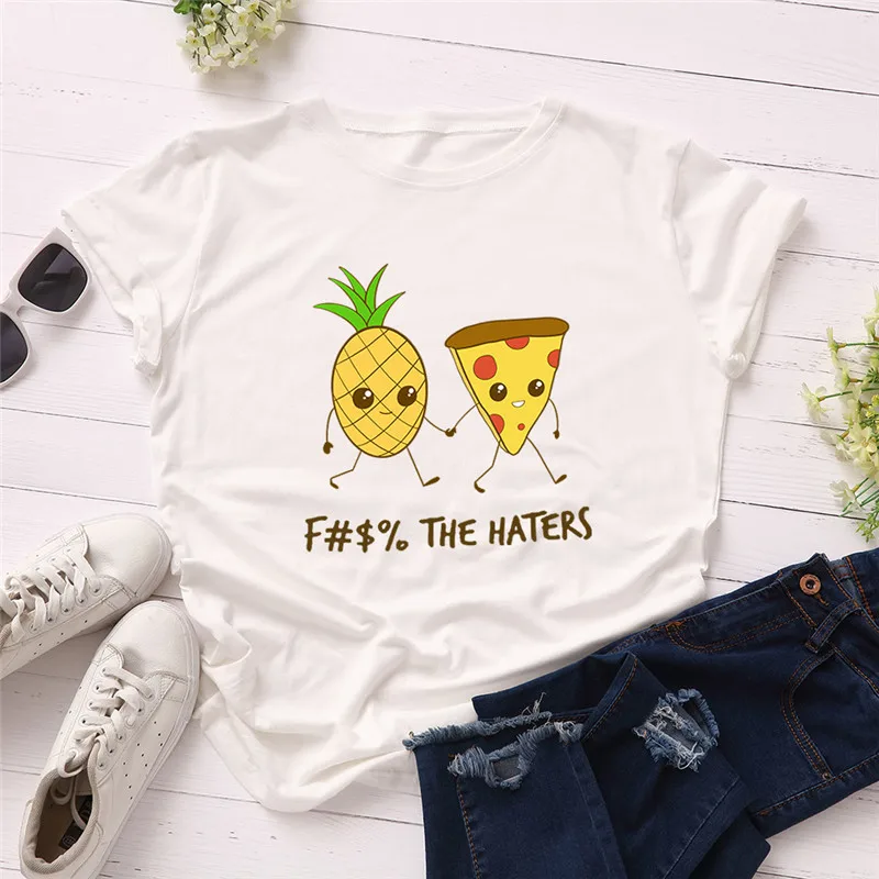 

Trendy Summer Tshirt Tops Female High Quality Cartoon Printed Design Ladies T Shirt, Customized color